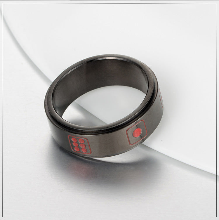 Mahjong Dice Rotatable Dice Ring Stainless Steel Gold-Plated