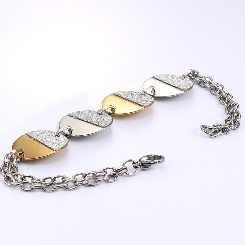 Chic Minimalist Round Titanium Steel Bracelet for Women - Customizable Matte Finish Jewelry