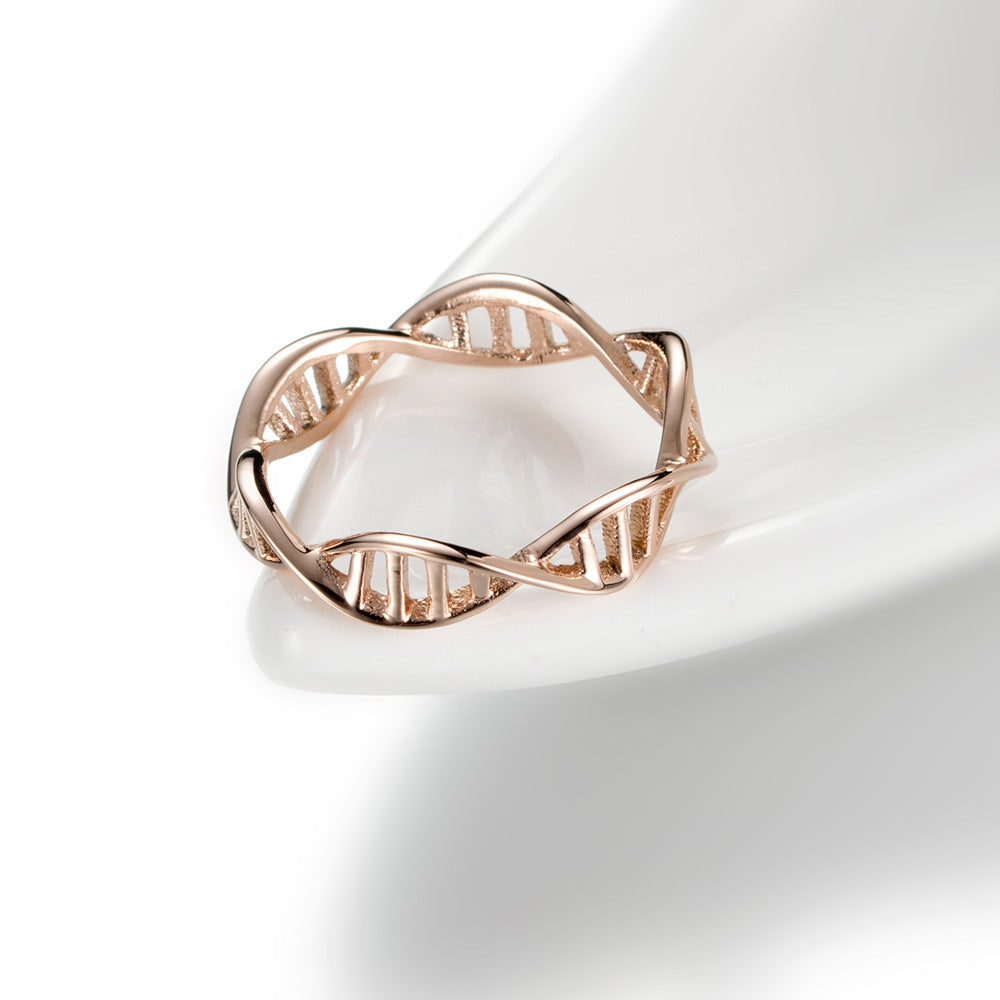 E-commerce DNA Double Helix Rose Gold Ring for All