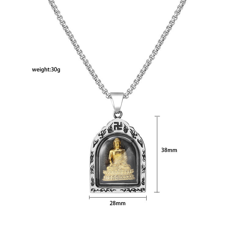 Planderful Premium Titanium Steel Buddha Pendant Necklace For Men And Unisex Protection Statement Everyday Genie