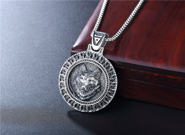 Planderful Viking Wolf Head Pendant Personalized Unisex Titanium Steel Necklace For Protection