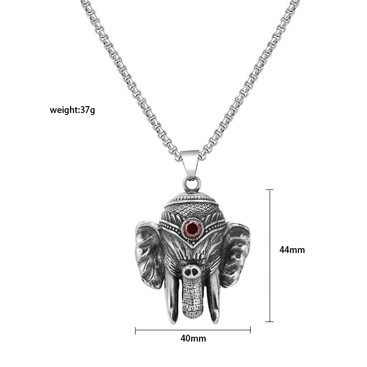 Planderful Thai Elephant Buddha Pendant Necklace Titanium Steel Unisex Protection Charm