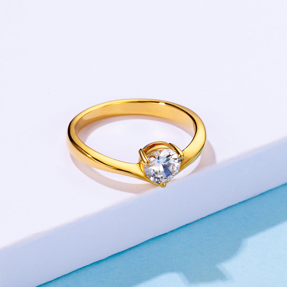 E-commerce Amazon Titanium Steel Zircon Engagement Ring