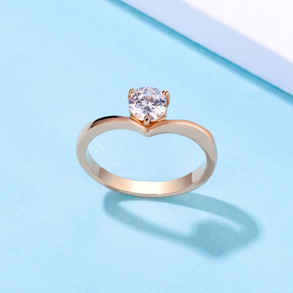 Planderful Zircon Inlaid Titanium Ring For Women Elegant Light Luxury Wedding Engagement Band