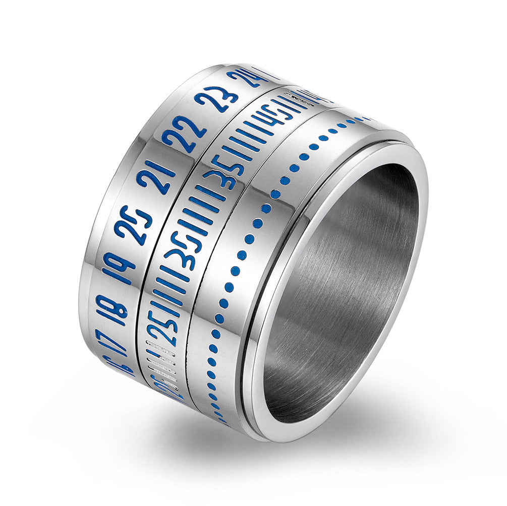 Planderful Luminous Stainless Steel Ring With Arabic Numerals Time Display For Unisex Fashion