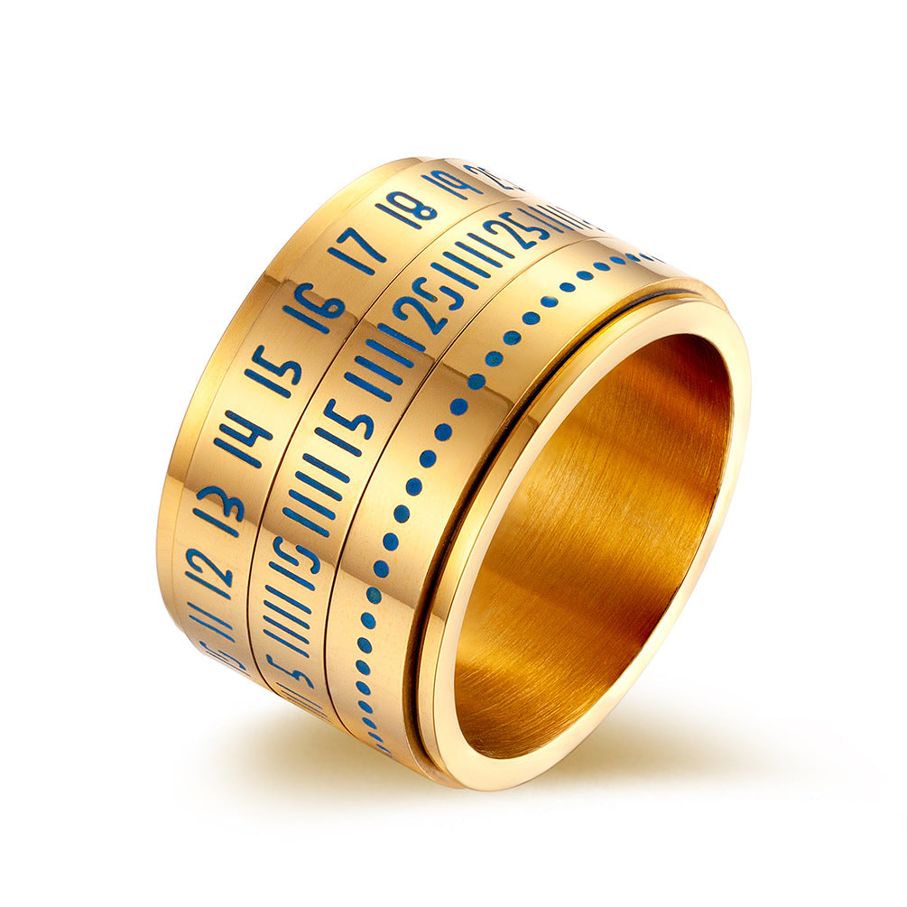Planderful Luminous Stainless Steel Ring With Arabic Numerals Time Display For Unisex Fashion
