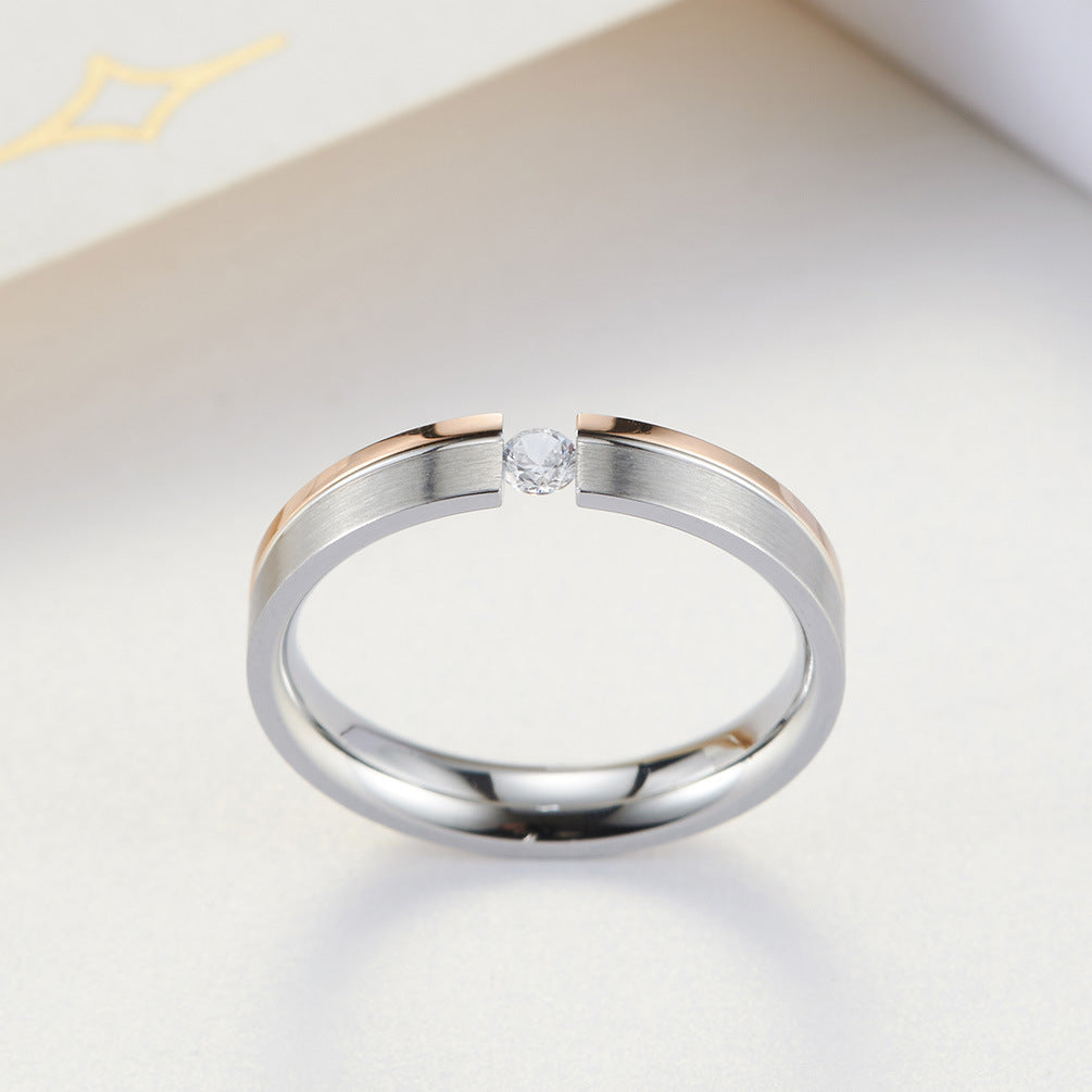 Elegant Simple Brushed Zircon Girls Jewelry Ring, Korean Style