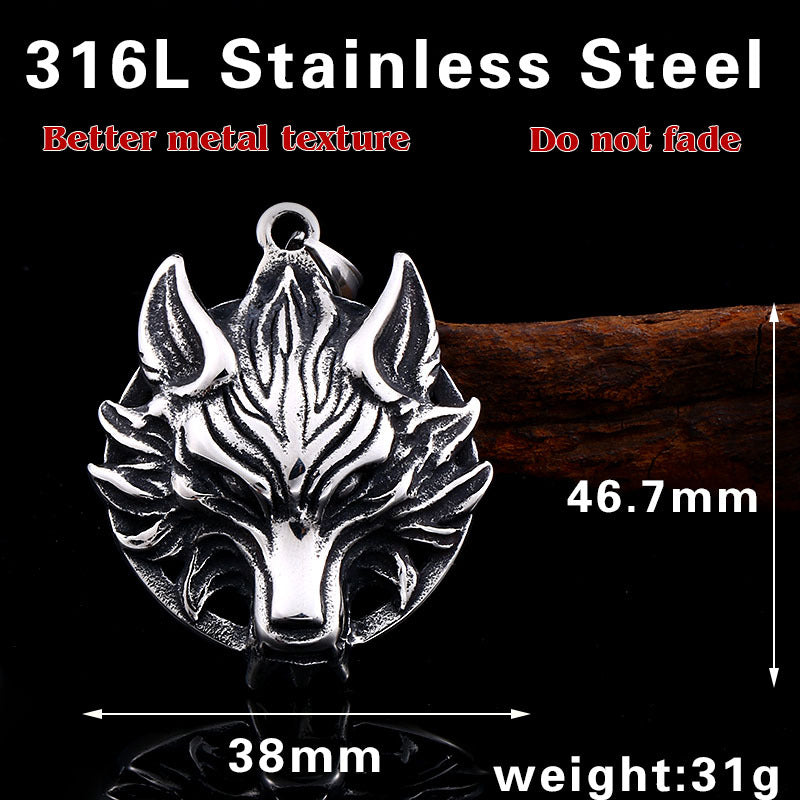 Viking Wolf Totem Pendant - Retro Gothic Men's Jewelry in Wholesale Stainless Steel
