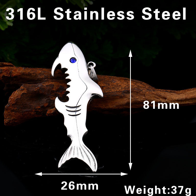 Titanium Steel Men's Ethnic-Inspired Fish Bone Pendant - Customizable Fashion Accessory
