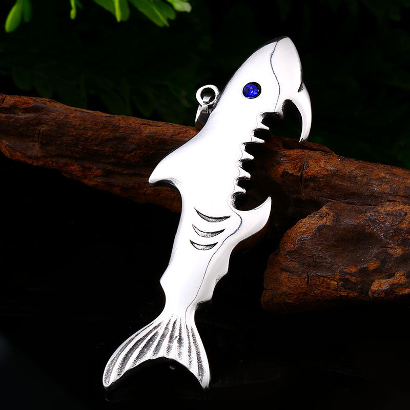 Titanium Steel Men's Ethnic-Inspired Fish Bone Pendant - Customizable Fashion Accessory