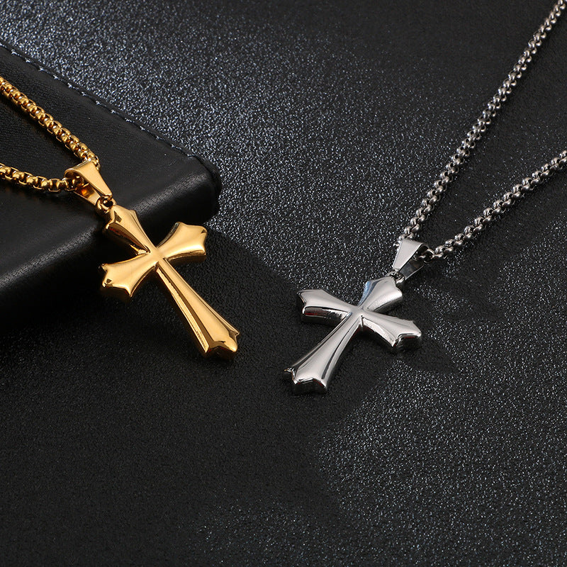 Customized Cross Stainless Steel Men's Pendant by Planderful