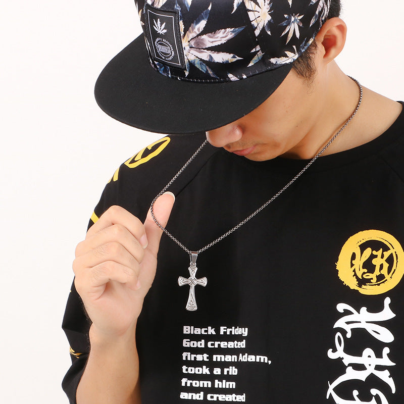 Customized Cross Stainless Steel Men's Pendant by Planderful