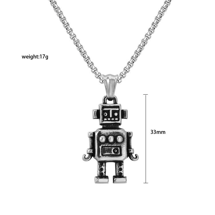 Planderful Personalized Retro Robot Pendant For Men Unisex Stainless Steel Necklace Durable Statement Accessory