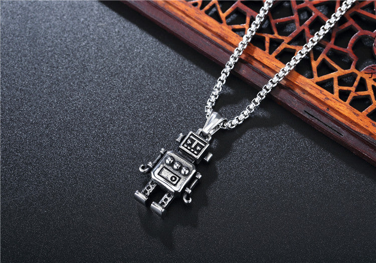 Planderful Personalized Retro Robot Pendant For Men Unisex Stainless Steel Necklace Durable Statement Accessory