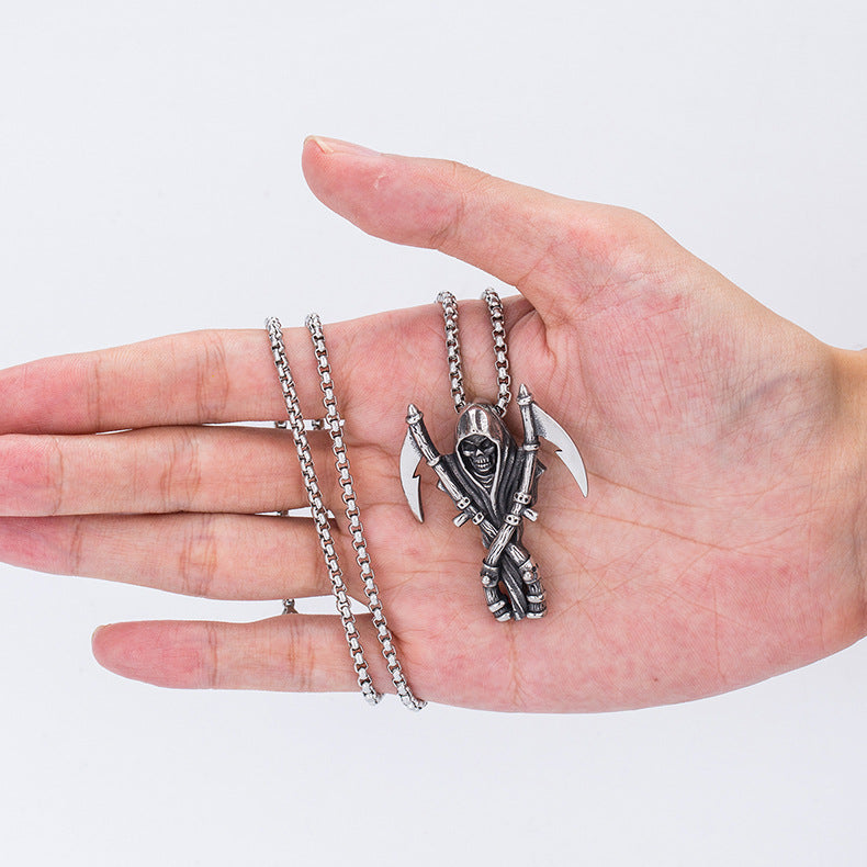 Steel Necklace – Statement Reaper Skull