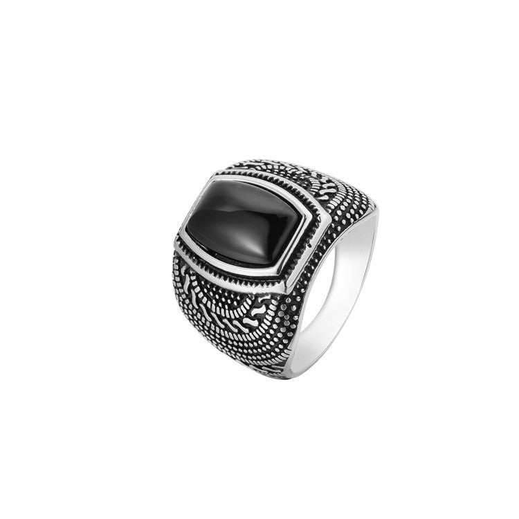 Titanium Steel Ring For Men And Unisex Retro Gemstone Protection Statement Planderful Everyday Genie