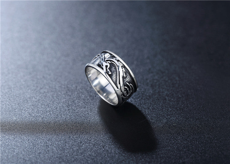 Chinese Dragon Titanium Ring For Men Unisex Retro Style Protection Statement Planderful