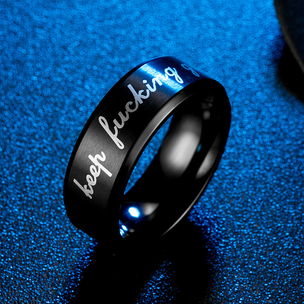 Stainless Steel Plated 18K Gold Matte Brushed Trendy Ring