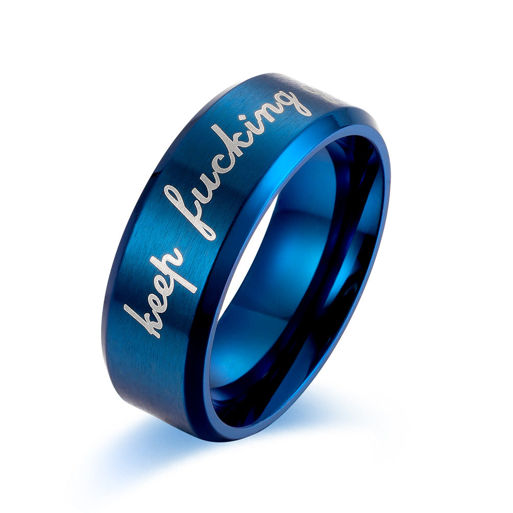 Stainless Steel Plated 18K Gold Matte Brushed Trendy Ring