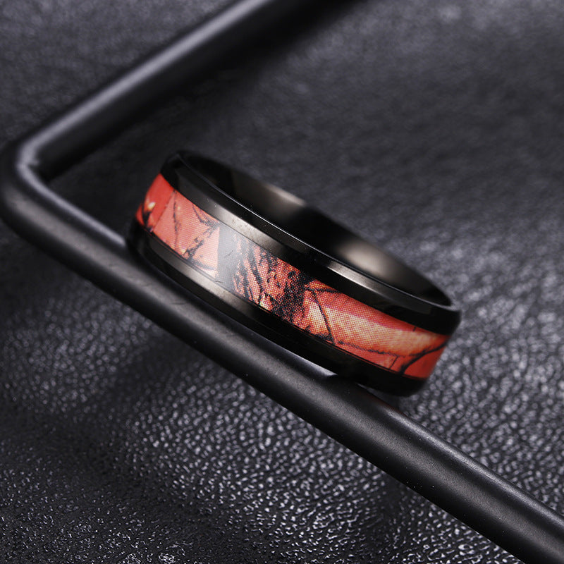 Camouflage Steel Ring for Men - Popular in Europe & America, Titanium Steel, Single Piece Ship, Genie Collection