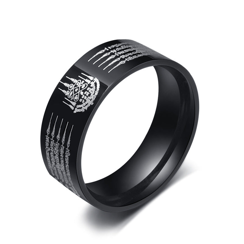 Thailand Five Rune Rings All-Plated Black Men's Rings