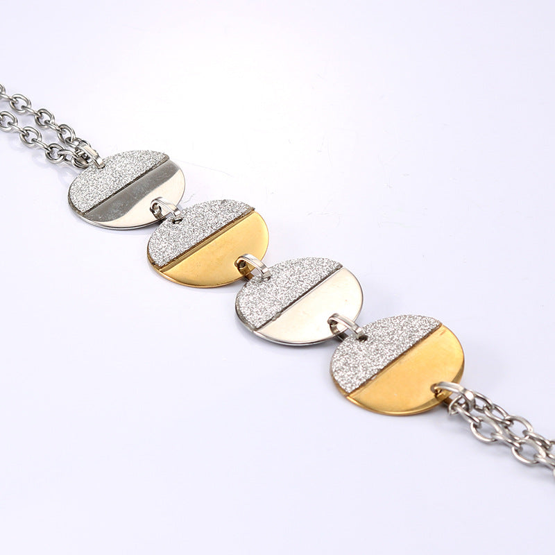 Chic Minimalist Round Titanium Steel Bracelet for Women - Customizable Matte Finish Jewelry