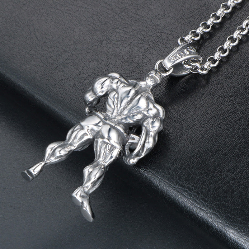 Titanium Steel Men's Fitness Necklaces with Expert Pendants - European and American Gym Style