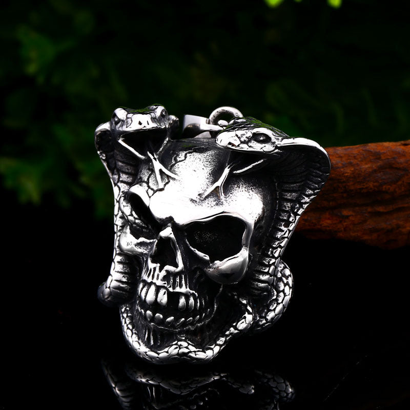 Men's Titanium Steel Punk Skull Pendant - Wholesale European and American Retro Jewelry