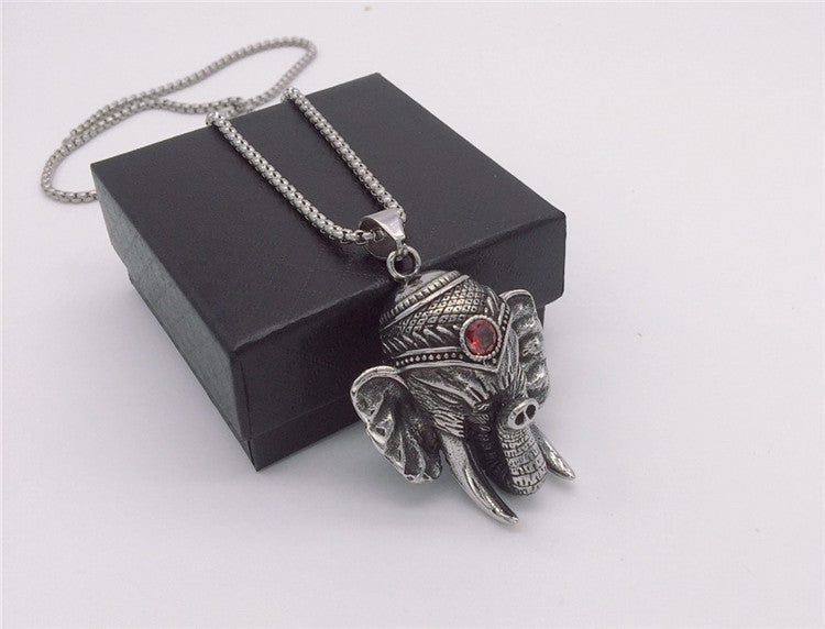 Planderful Thai Elephant Buddha Pendant Necklace Titanium Steel Unisex Protection Charm