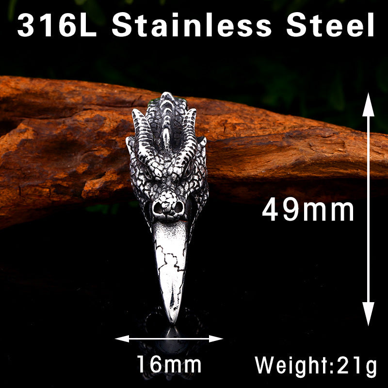 Retro Dragon Head Pendant for Men - Creative Titanium Steel Jewelry in European and American Style