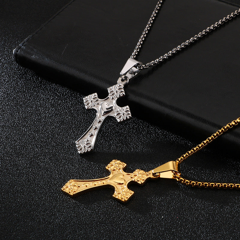 Customized Cross Stainless Steel Men's Pendant by Planderful