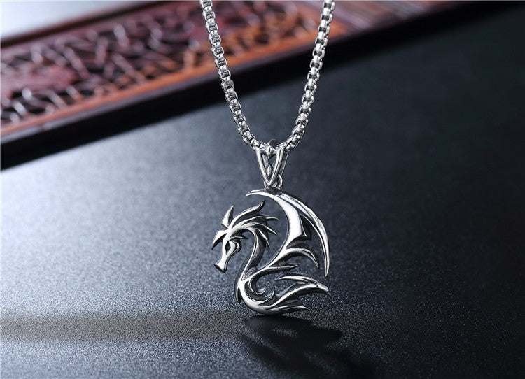 Planderful Dragon Totem Pendant Titanium Steel For Men And Women Protection Statement Jewelry