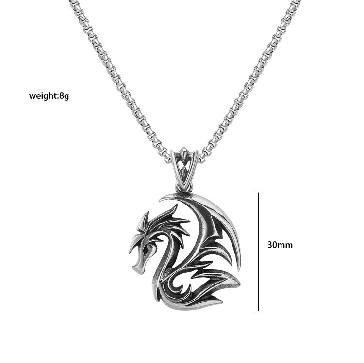 Planderful Dragon Totem Pendant Titanium Steel For Men And Women Protection Statement Jewelry