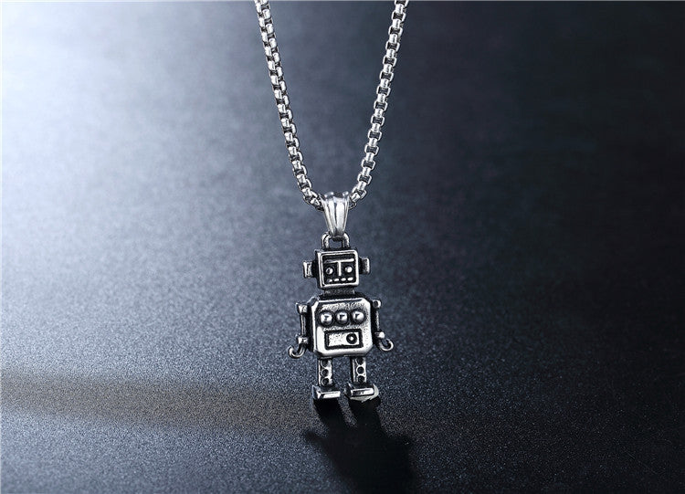 Planderful Personalized Retro Robot Pendant For Men Unisex Stainless Steel Necklace Durable Statement Accessory