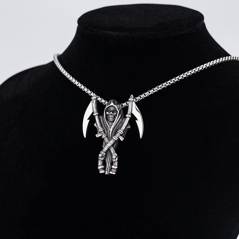 Steel Necklace – Statement Reaper Skull