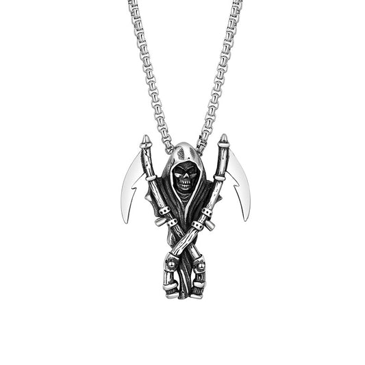 Steel Necklace – Statement Reaper Skull