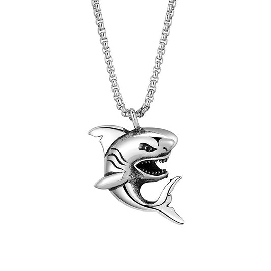 Steel Necklace - Vintage Hip Hop Shark Pendant