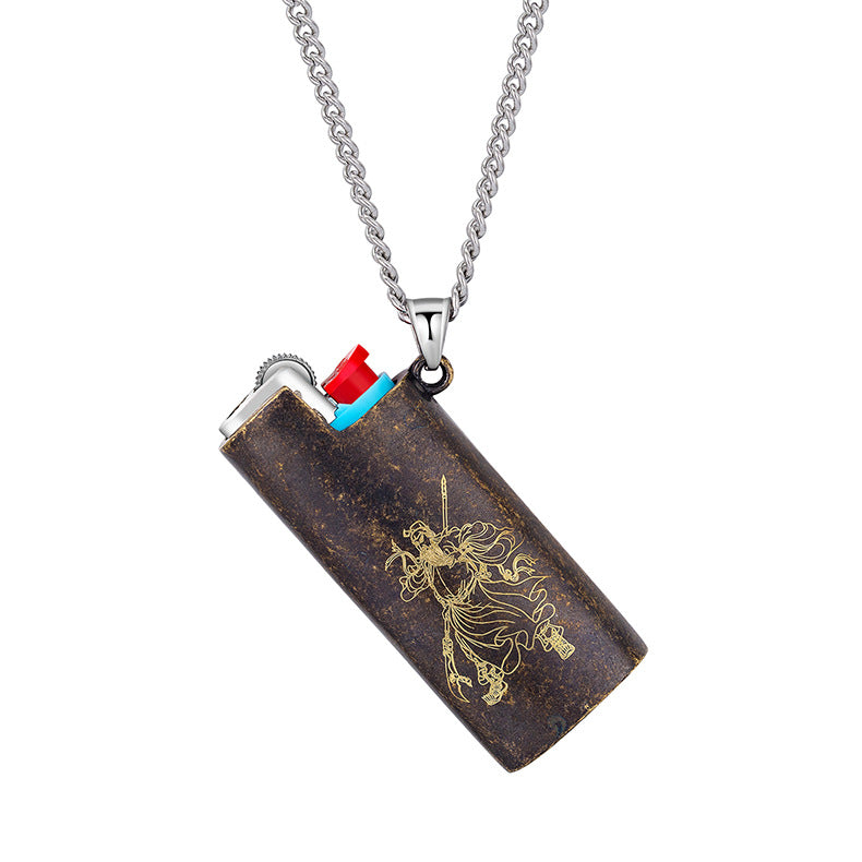 Steel Necklace - Elegant Religious Guan Gong Pendant