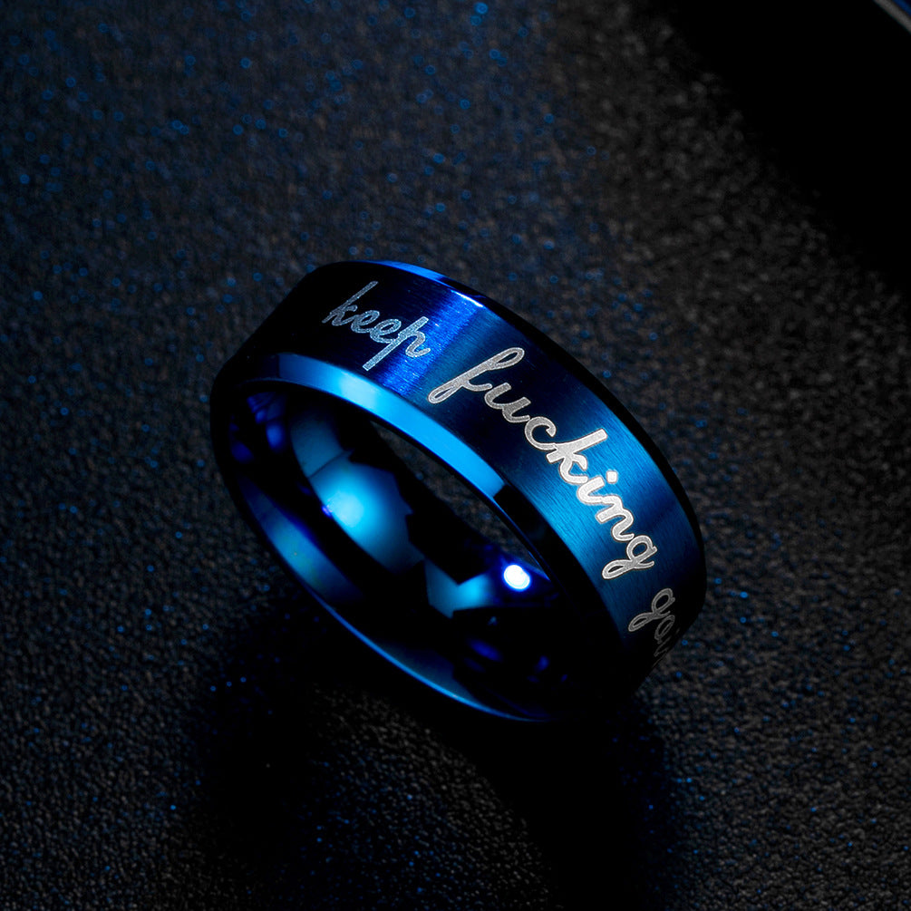 Stainless Steel Plated 18K Gold Matte Brushed Trendy Ring