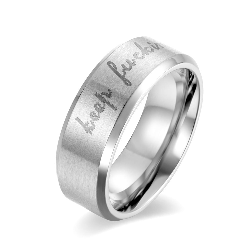 Stainless Steel Plated 18K Gold Matte Brushed Trendy Ring