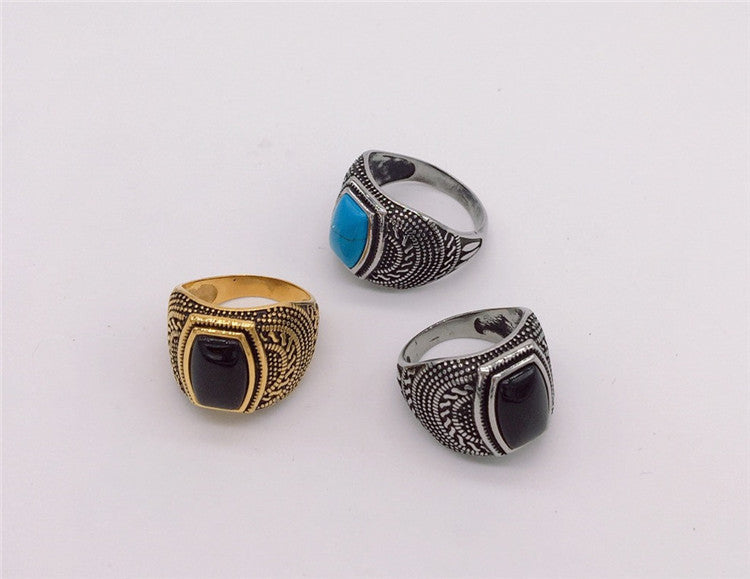 Titanium Steel Ring For Men And Unisex Retro Gemstone Protection Statement Planderful Everyday Genie