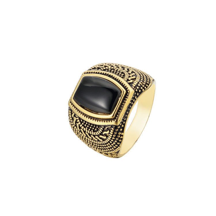 Titanium Steel Ring For Men And Unisex Retro Gemstone Protection Statement Planderful Everyday Genie