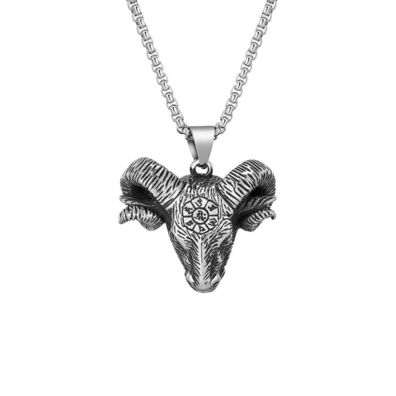 Steel Necklace – Vintage Bull Head Men's Accessory