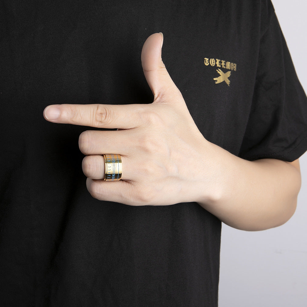 Cross-Border Amazon Rotatable Blue Luminous Time Ring