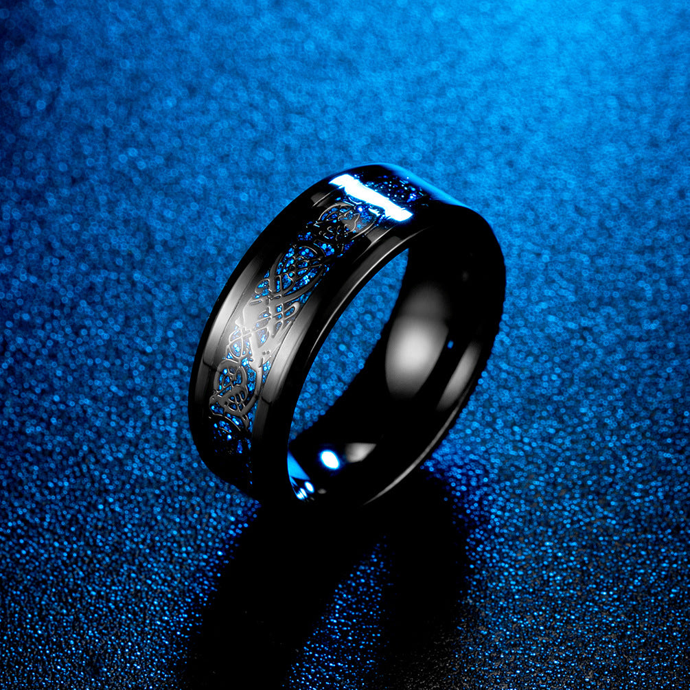 Stainless Steel Fast Fashion Trendy Men's Carbon Fiber Ring