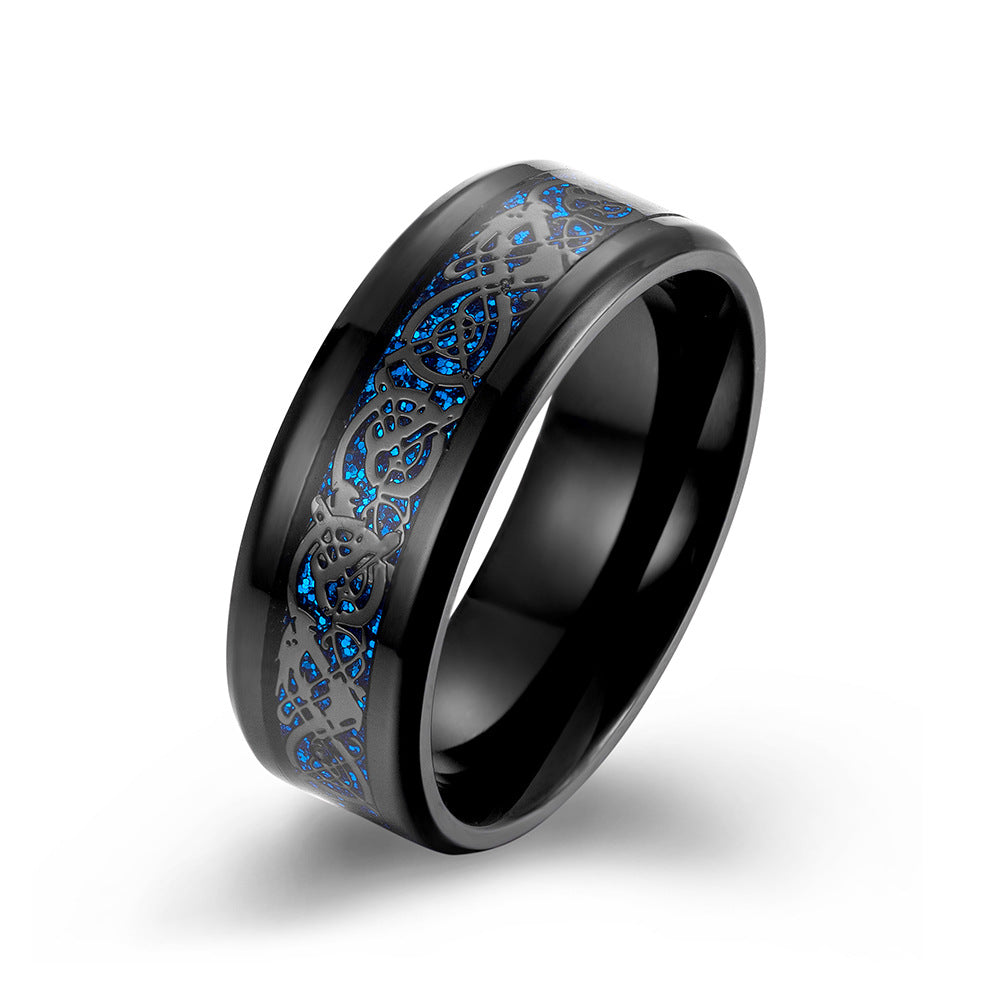 Stainless Steel Fast Fashion Trendy Men's Carbon Fiber Ring
