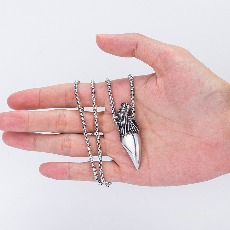 Steel Necklace – Statement Wolf Head Pendant Mens Hip Hop Style Planderful Everyday Genie