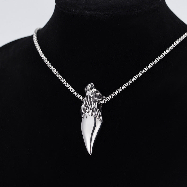 Steel Necklace – Statement Wolf Head Pendant Mens Hip Hop Style Planderful Everyday Genie
