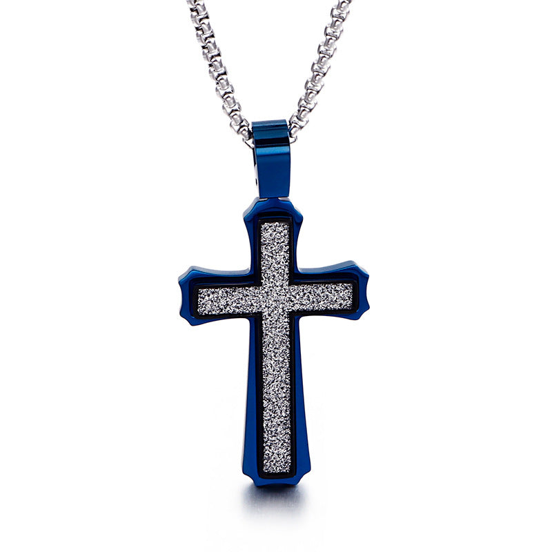 Titanium Steel Pendant Necklace with Cross Design for Men