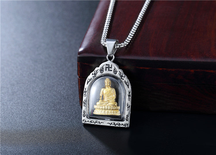 Planderful Premium Titanium Steel Buddha Pendant Necklace For Men And Unisex Protection Statement Everyday Genie